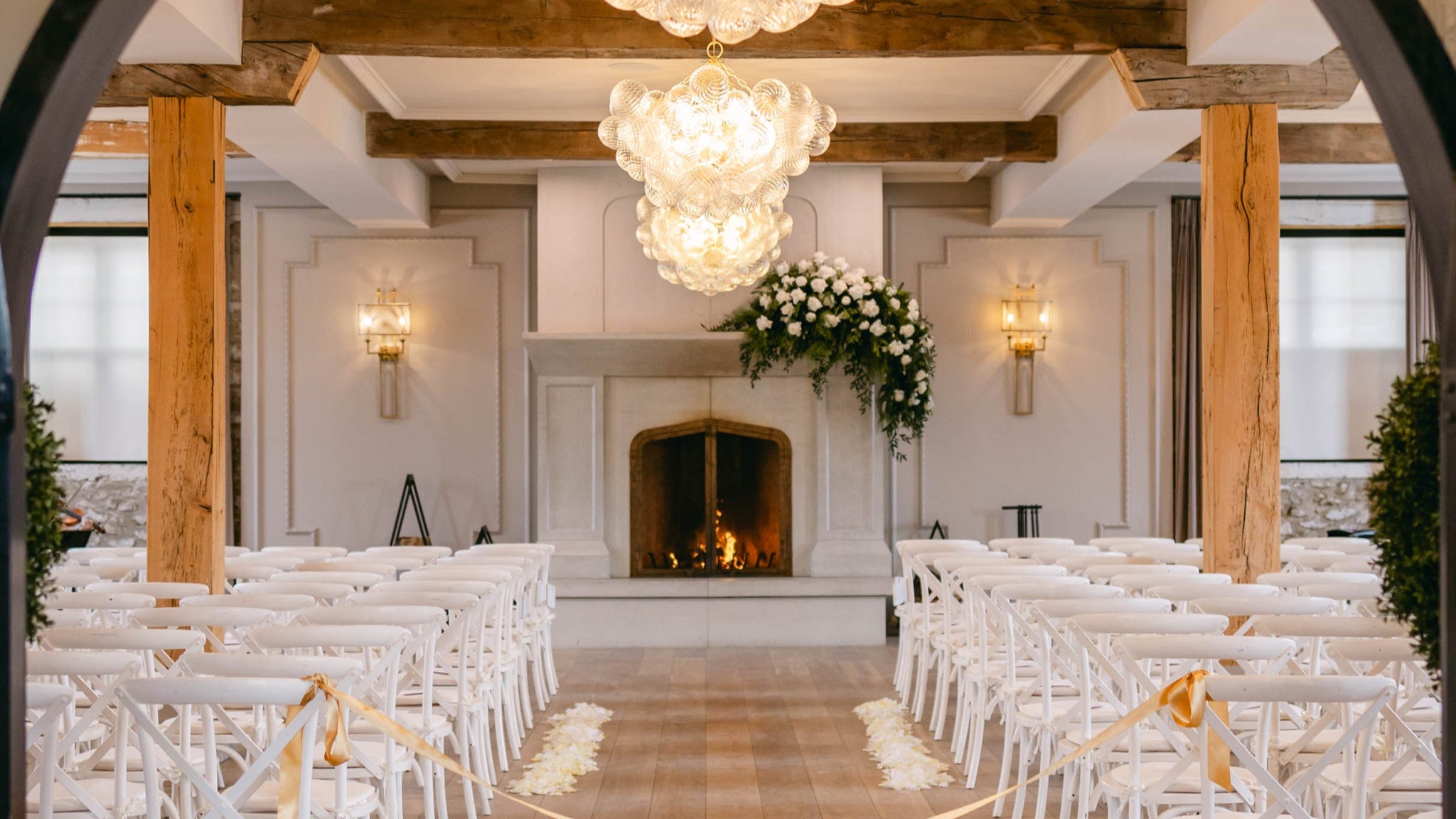 Wedding venue with luxury wedding florals